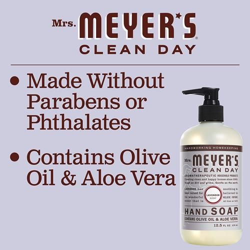 Mrs. Meyers Hand Soap, Made With Essential Oils, Biodegradable Formula, Lavender, 12.5 Fl. Oz
